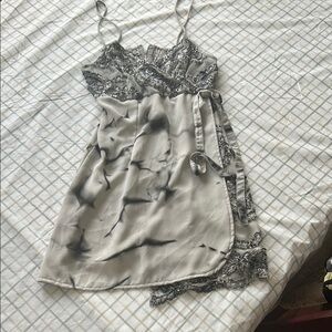 Elegant Gray Lace Slip Dress